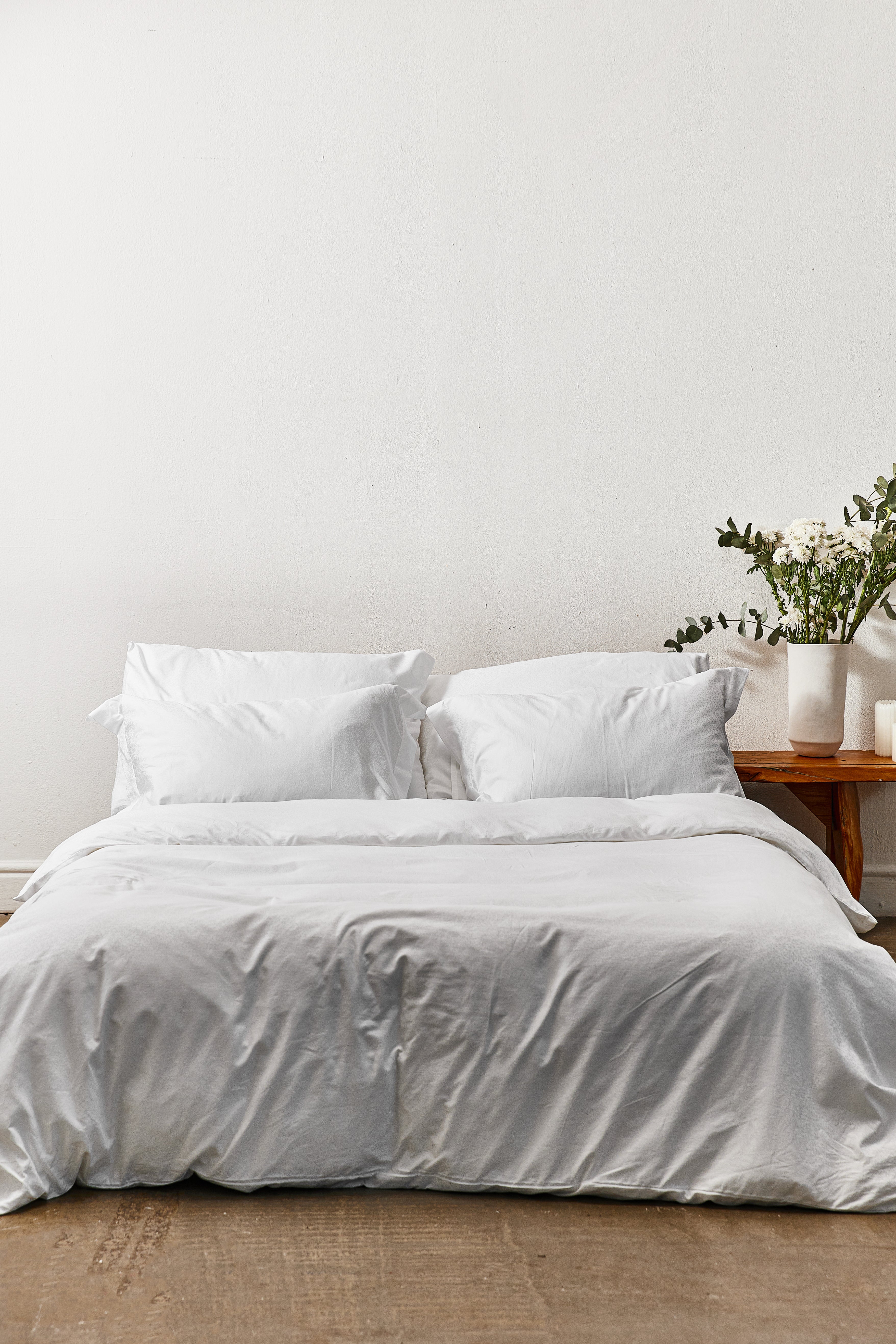 סט מצעי ג'קארד עלים White