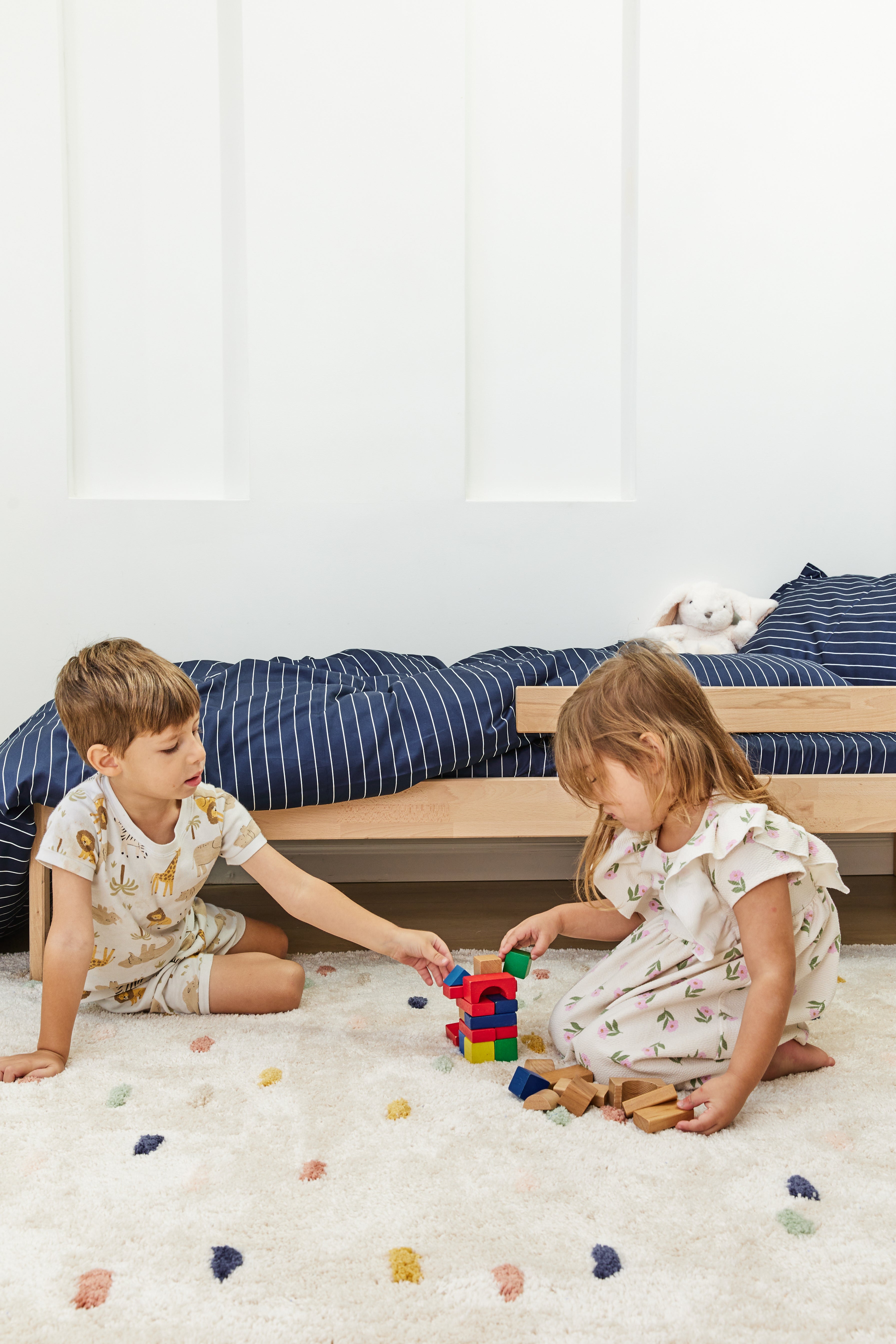 סט מצעי סאטן 500 ילדים Marine Stripes