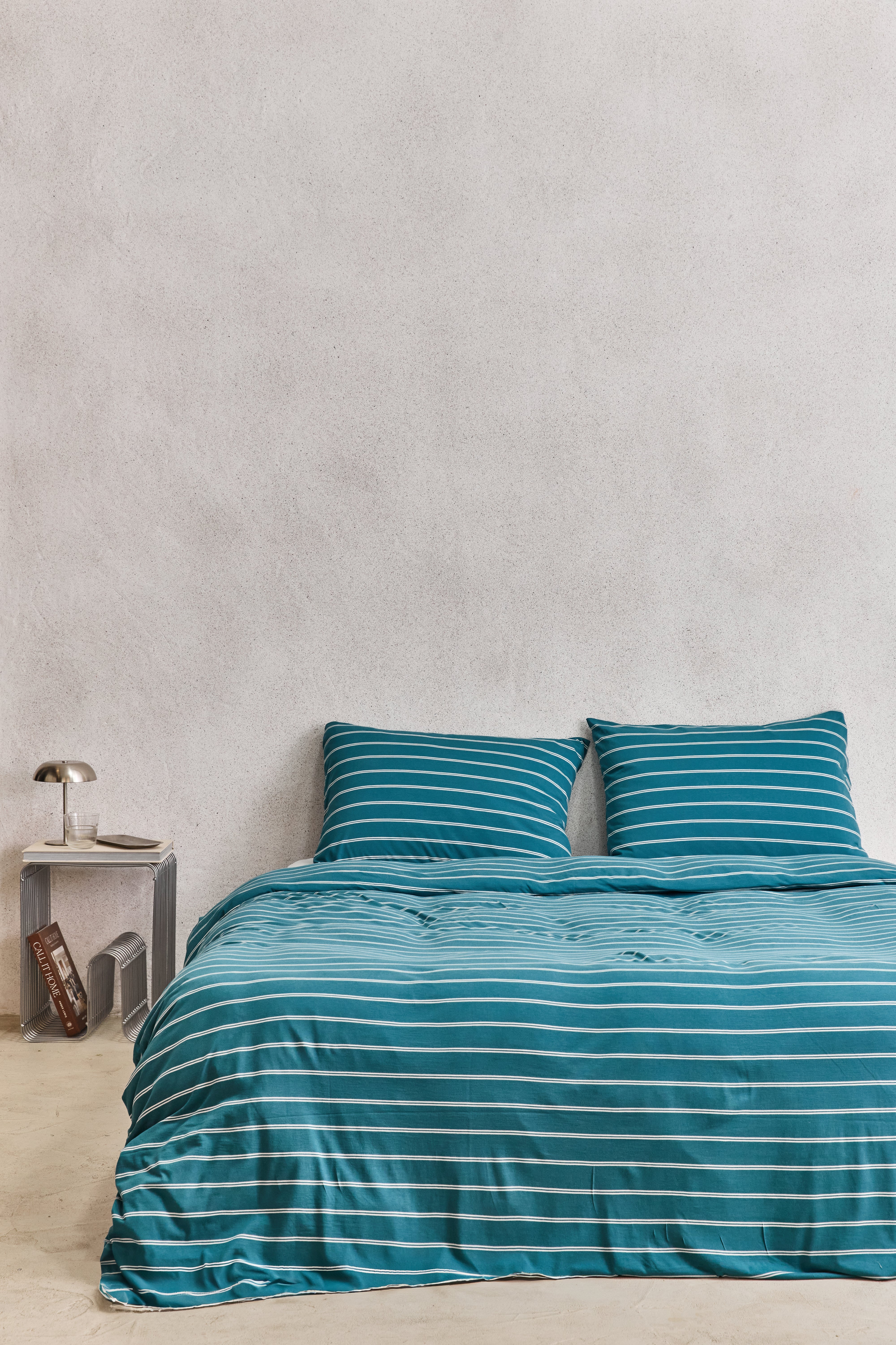 סט מצעי ג'רסי במבוק Aqua Stripes