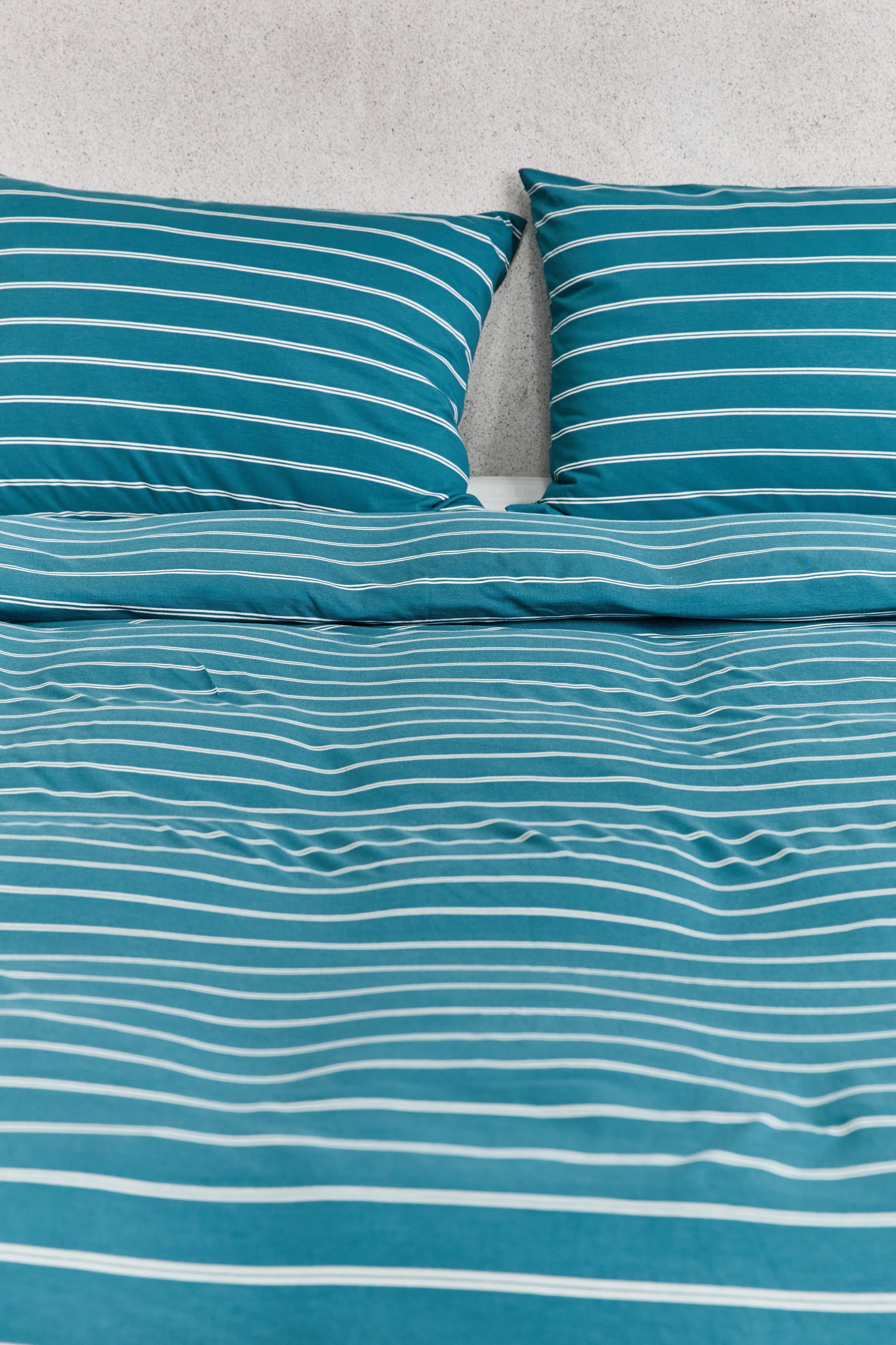 סט מצעי ג'רסי במבוק Aqua Stripes