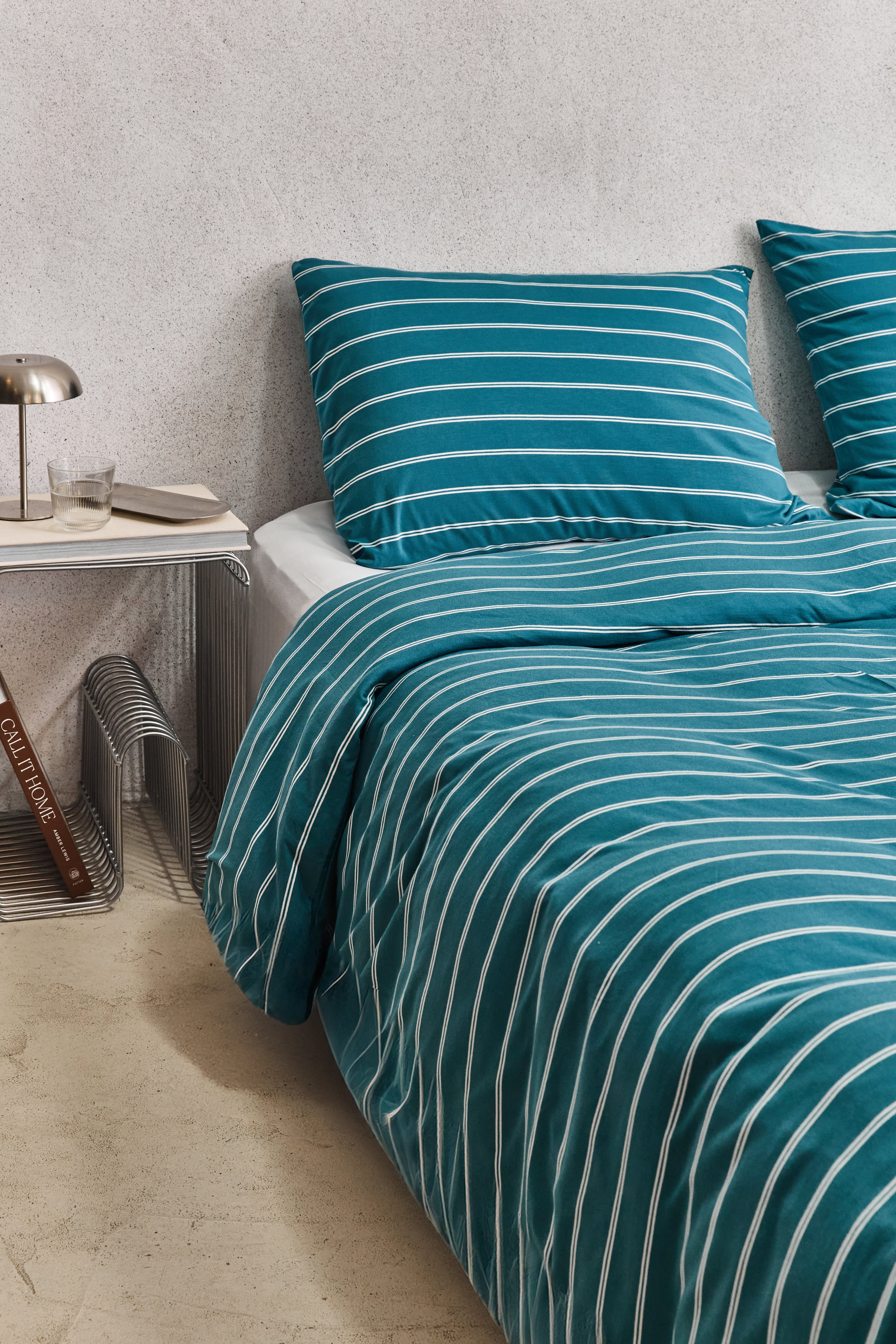 סט מצעי ג'רסי במבוק Aqua Stripes