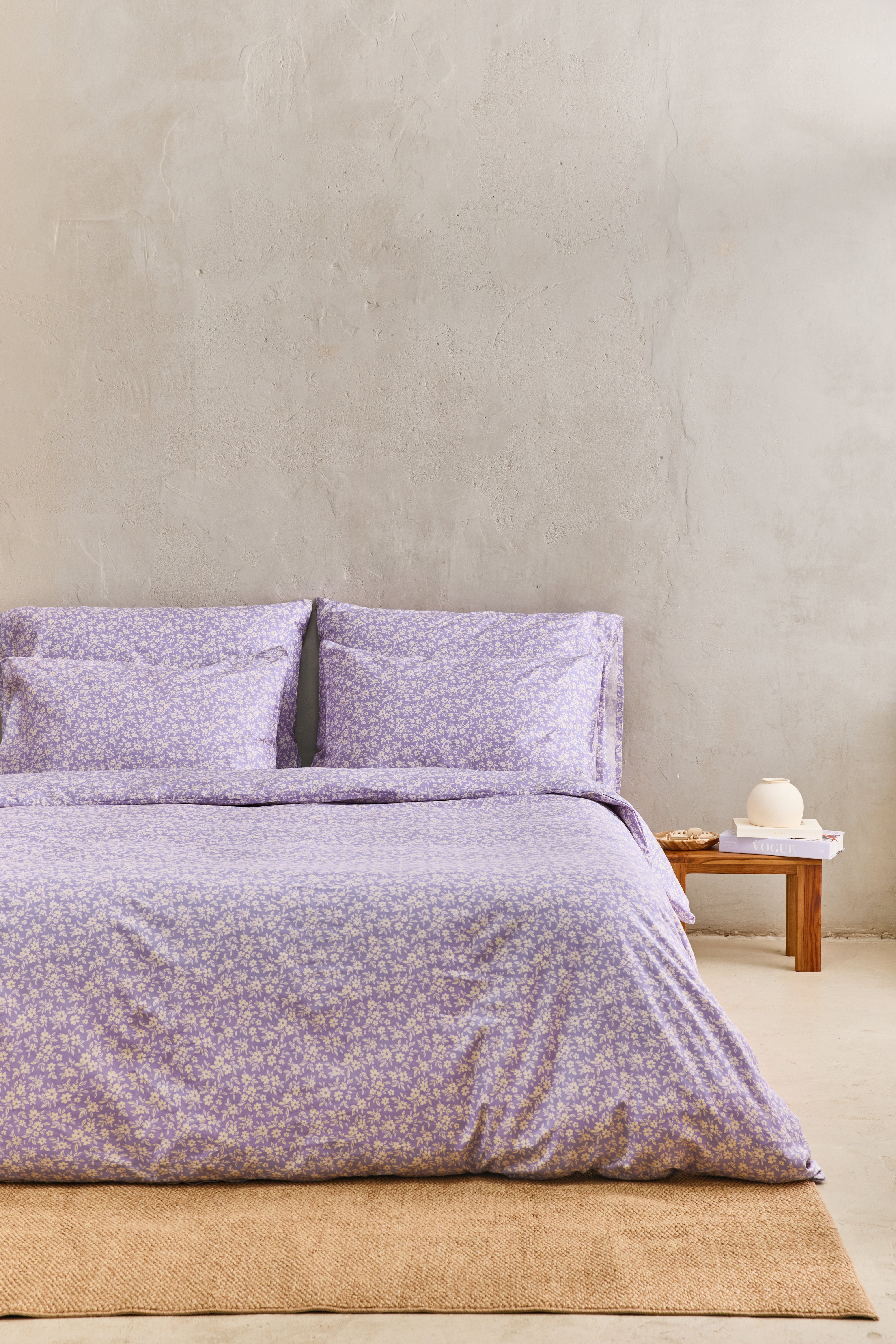 סט מצעי סאטן 500 Purple Flowers