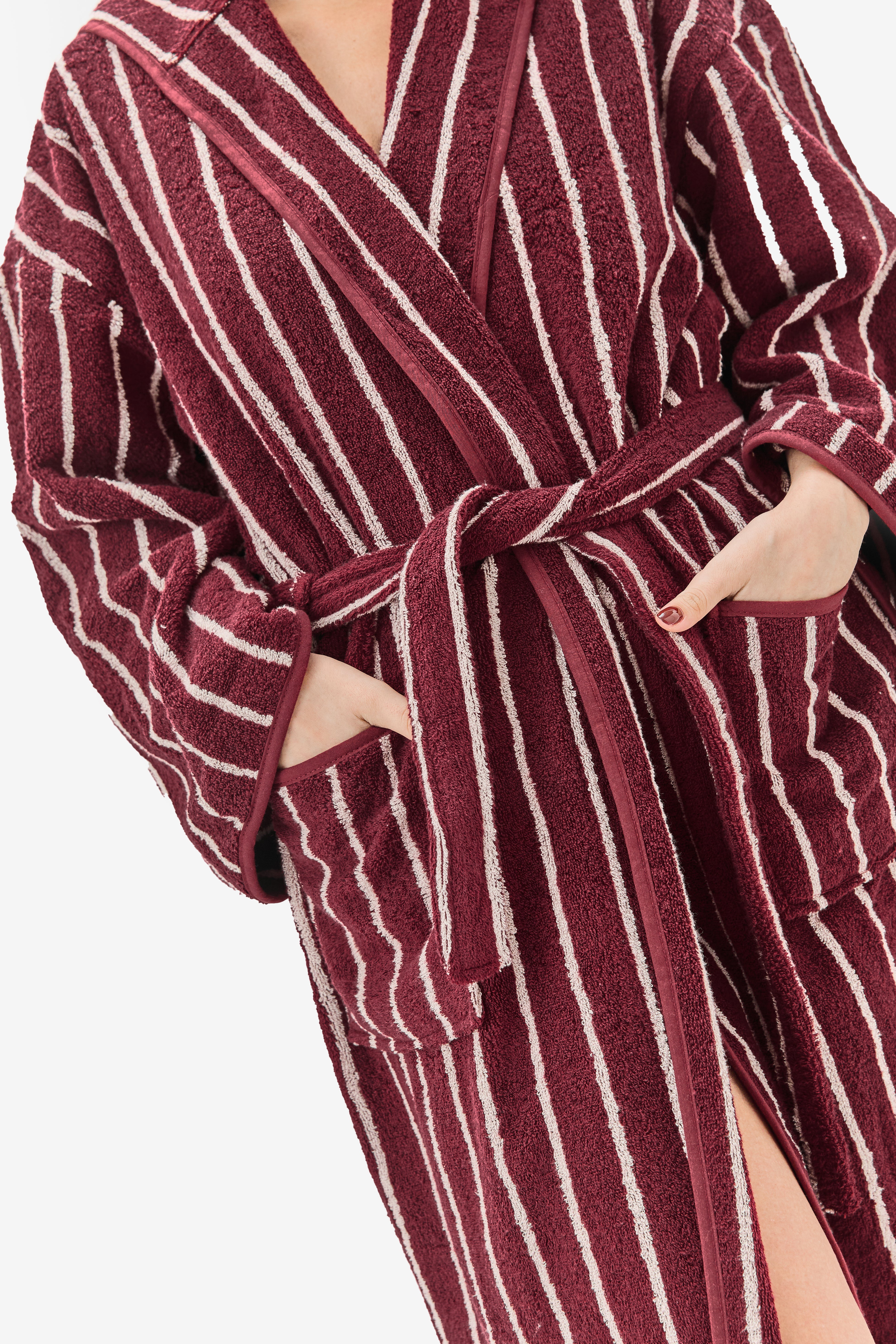 חלוק רחצה פסים Burgundy White