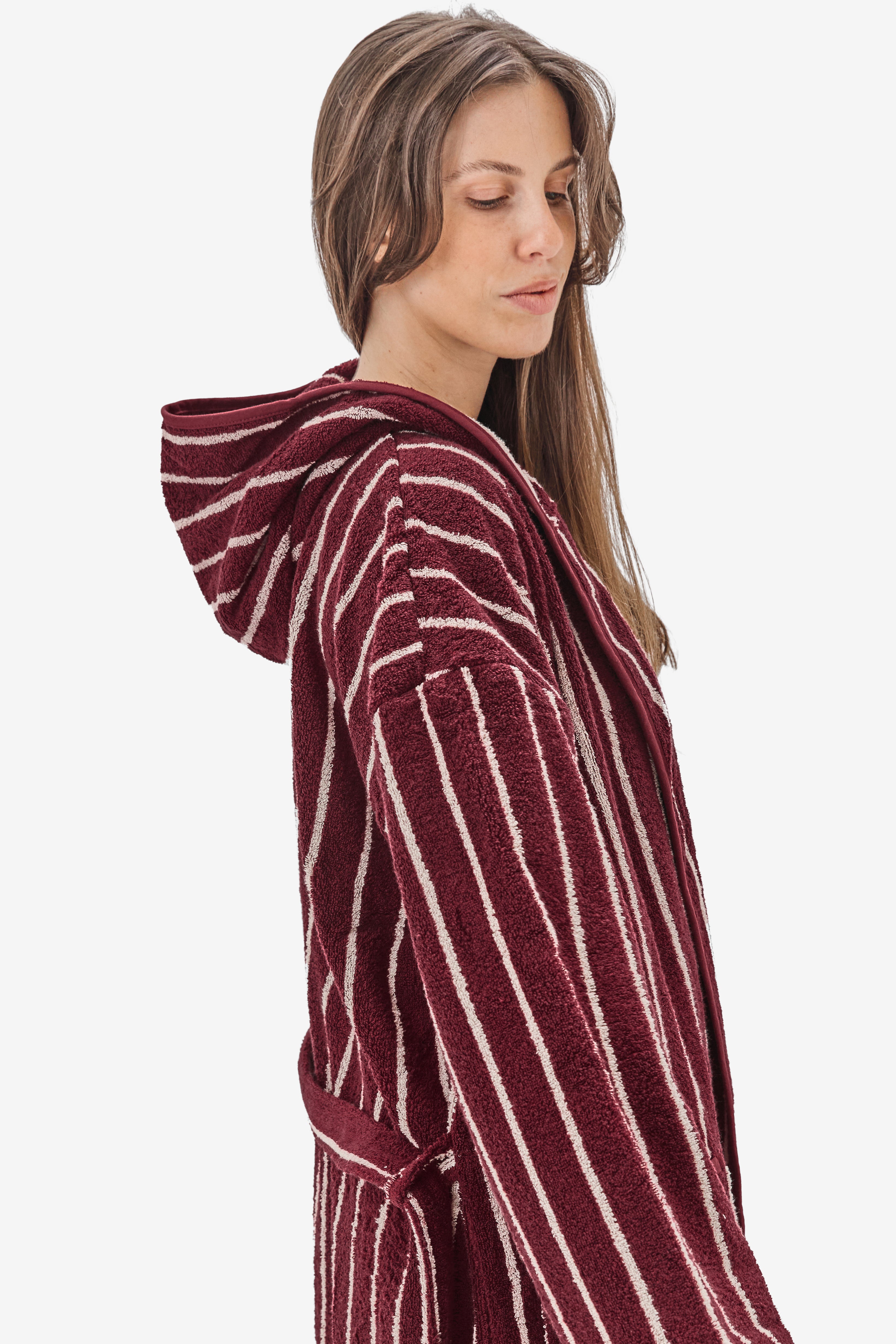 חלוק רחצה פסים Burgundy White