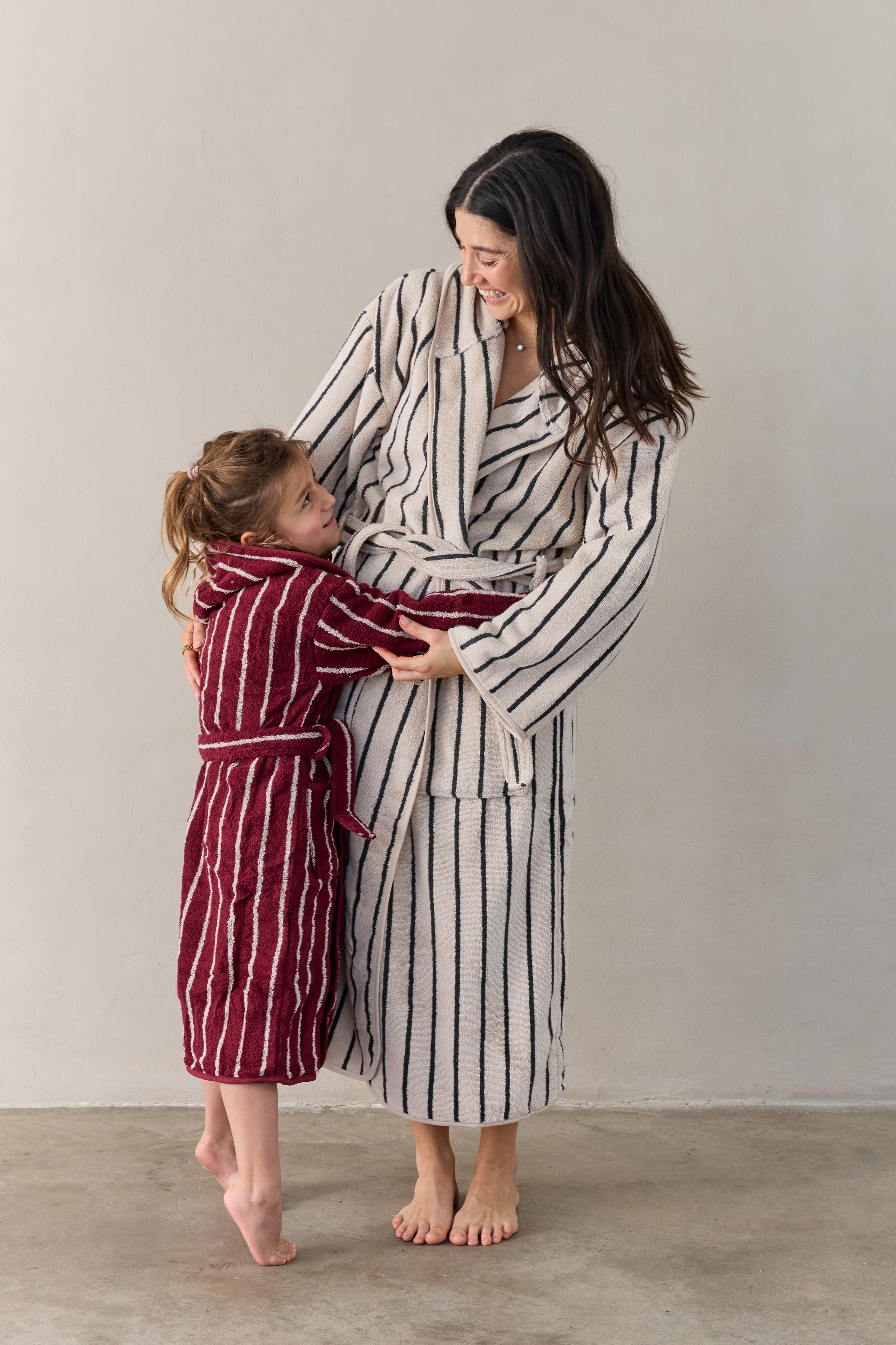 חלוק רחצה פסים ילדים Burgundy White