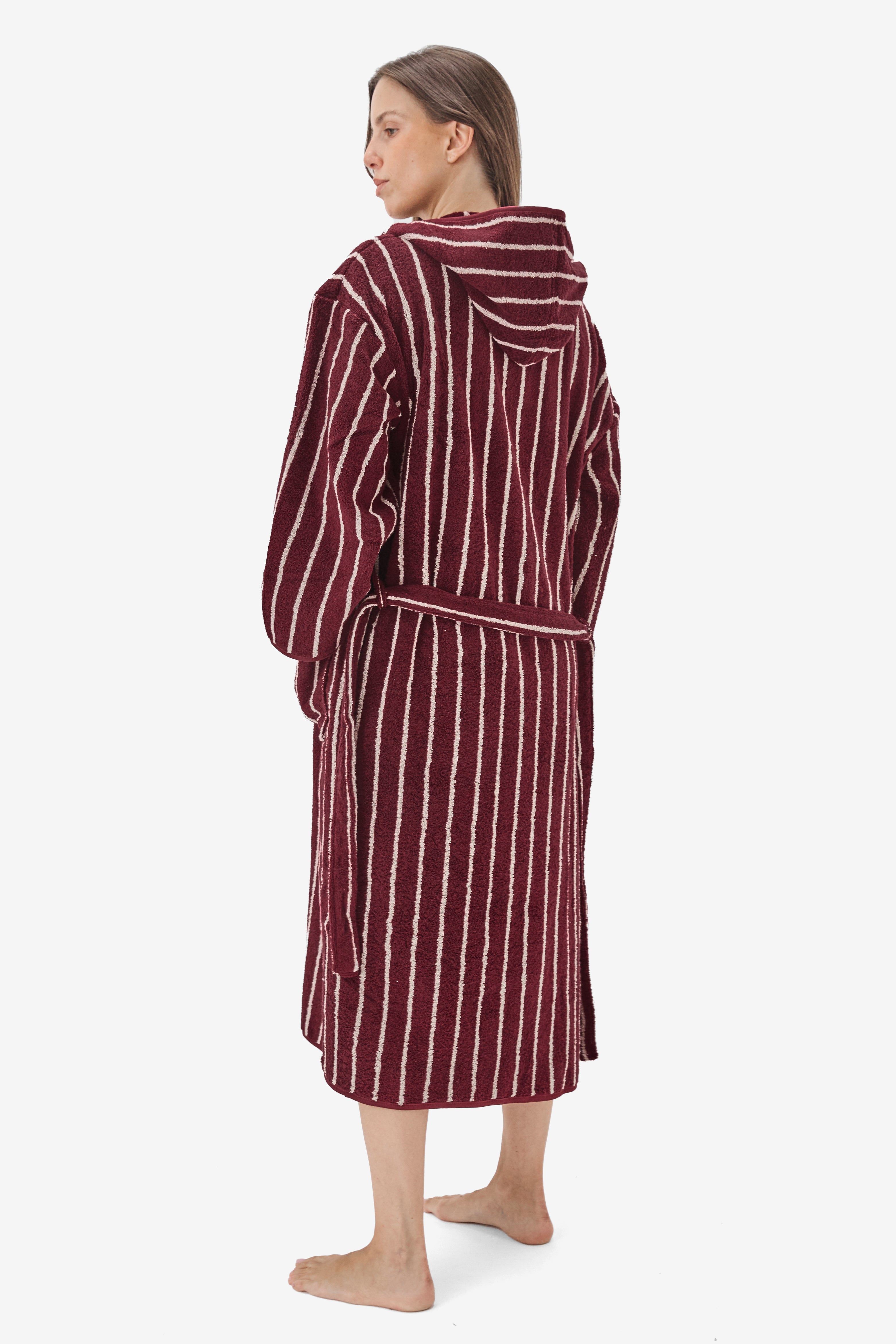 חלוק רחצה פסים Burgundy White