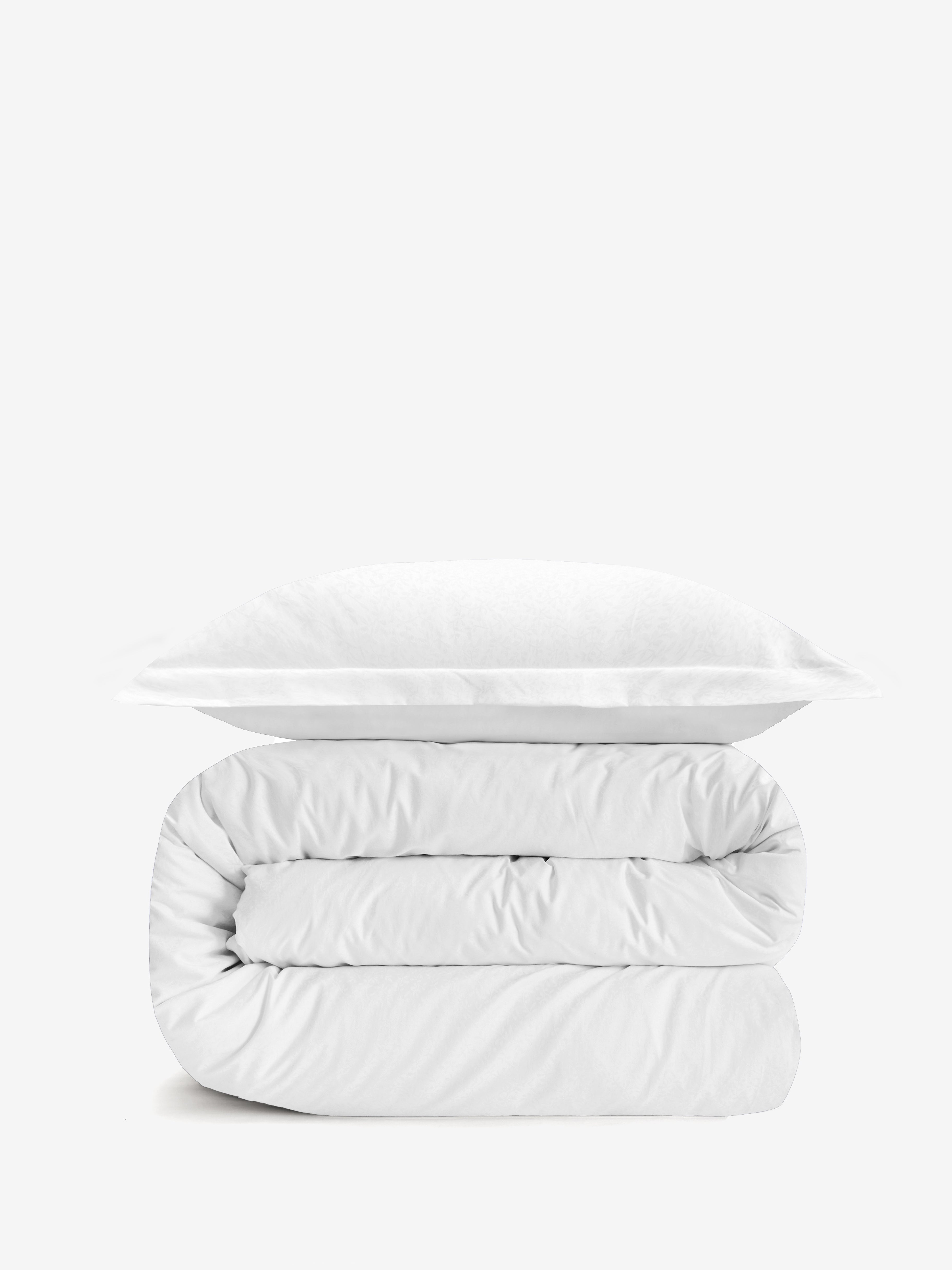 סט מצעי ג'קארד עלים White