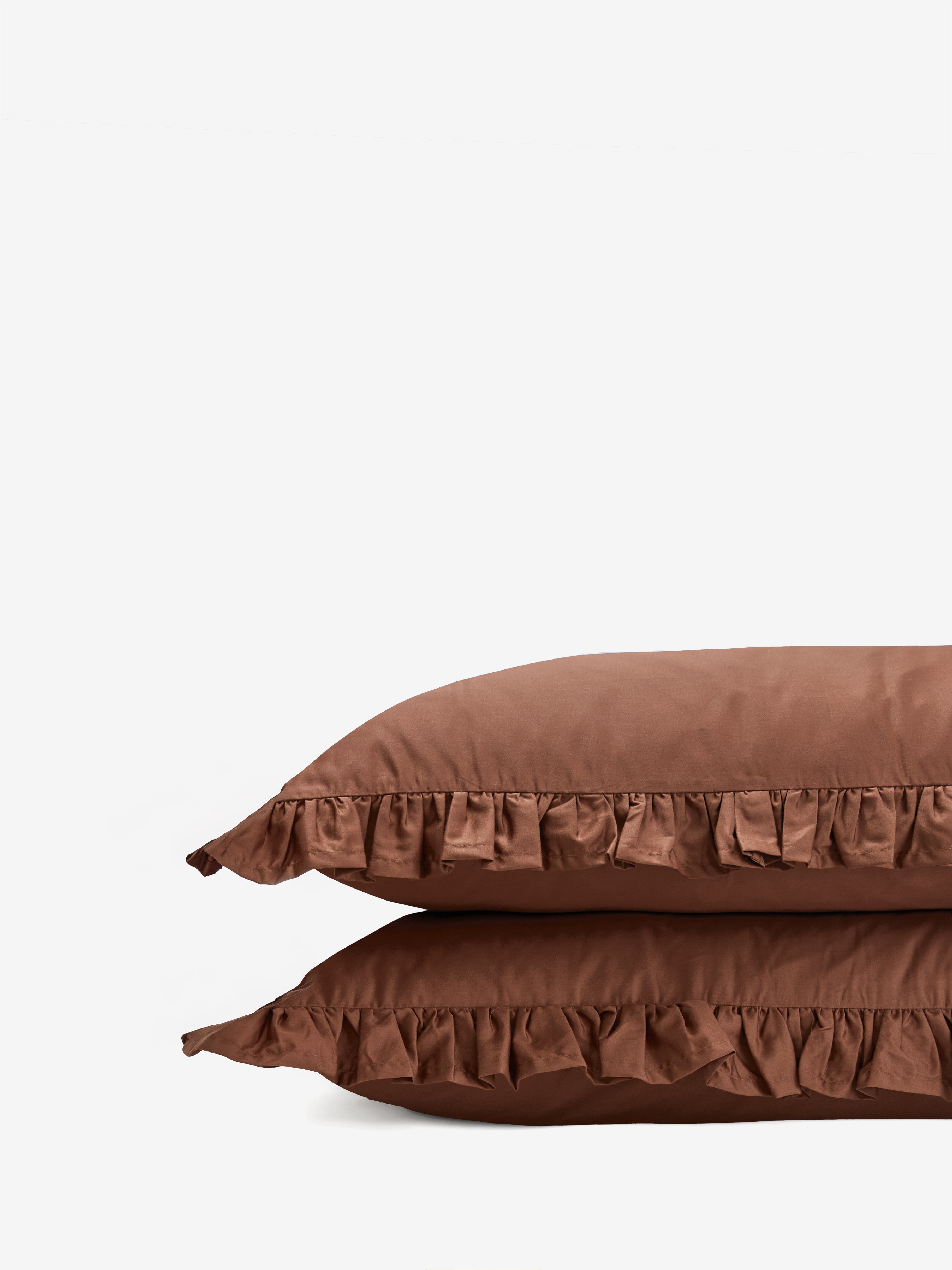זוג ציפיות סאטן 500 Hazelnut Ruffle