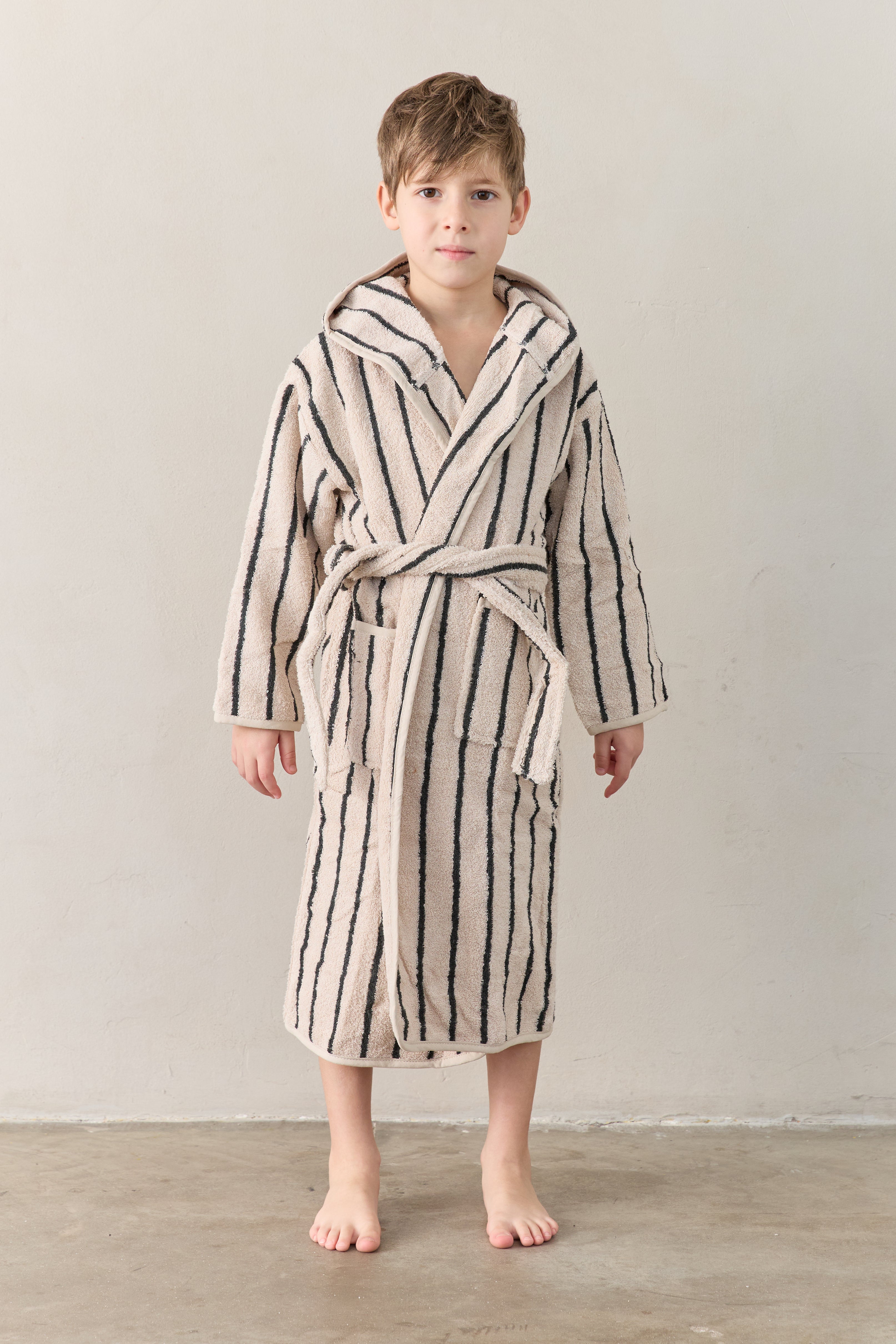 חלוק רחצה פסים ילדים Cream Black