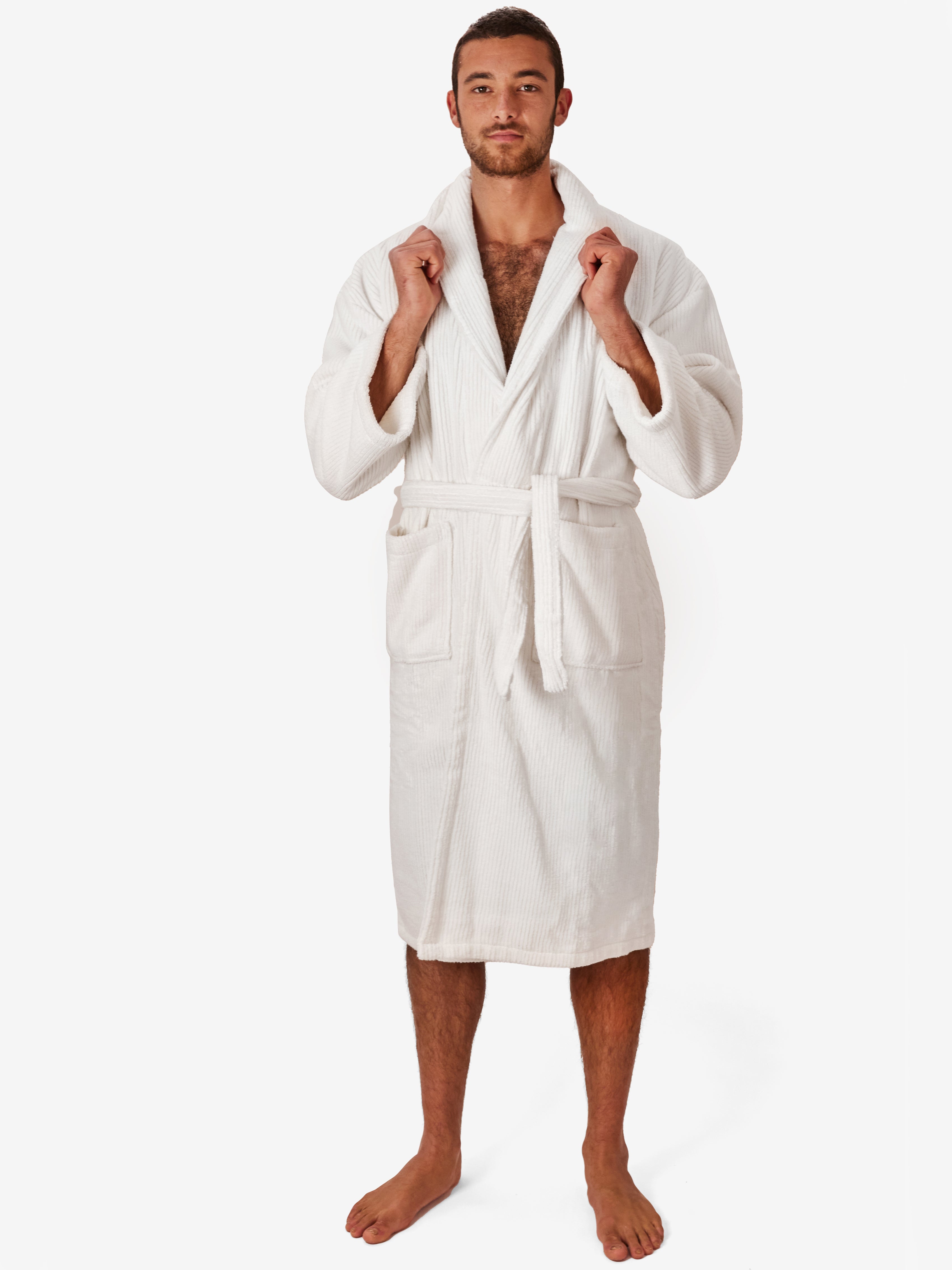 milk ribbed robe