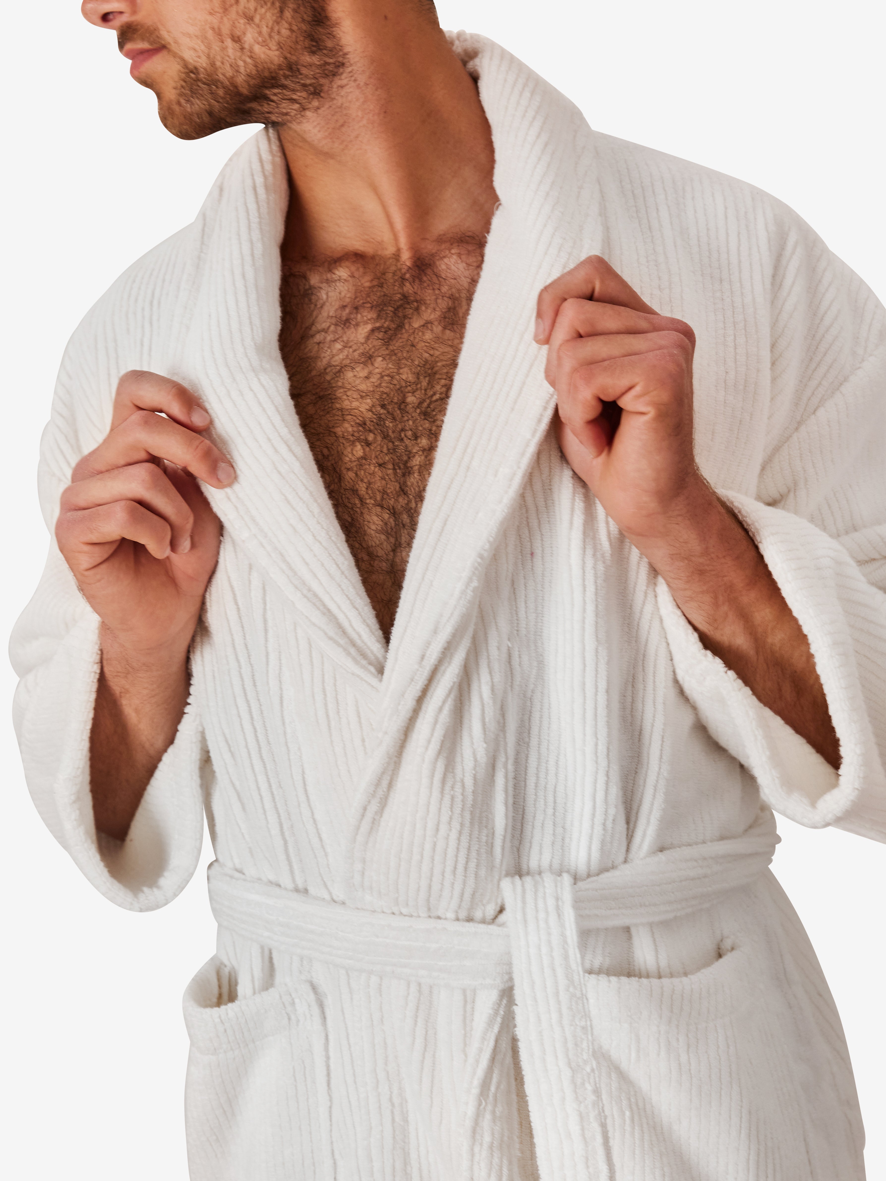 milk ribbed robe