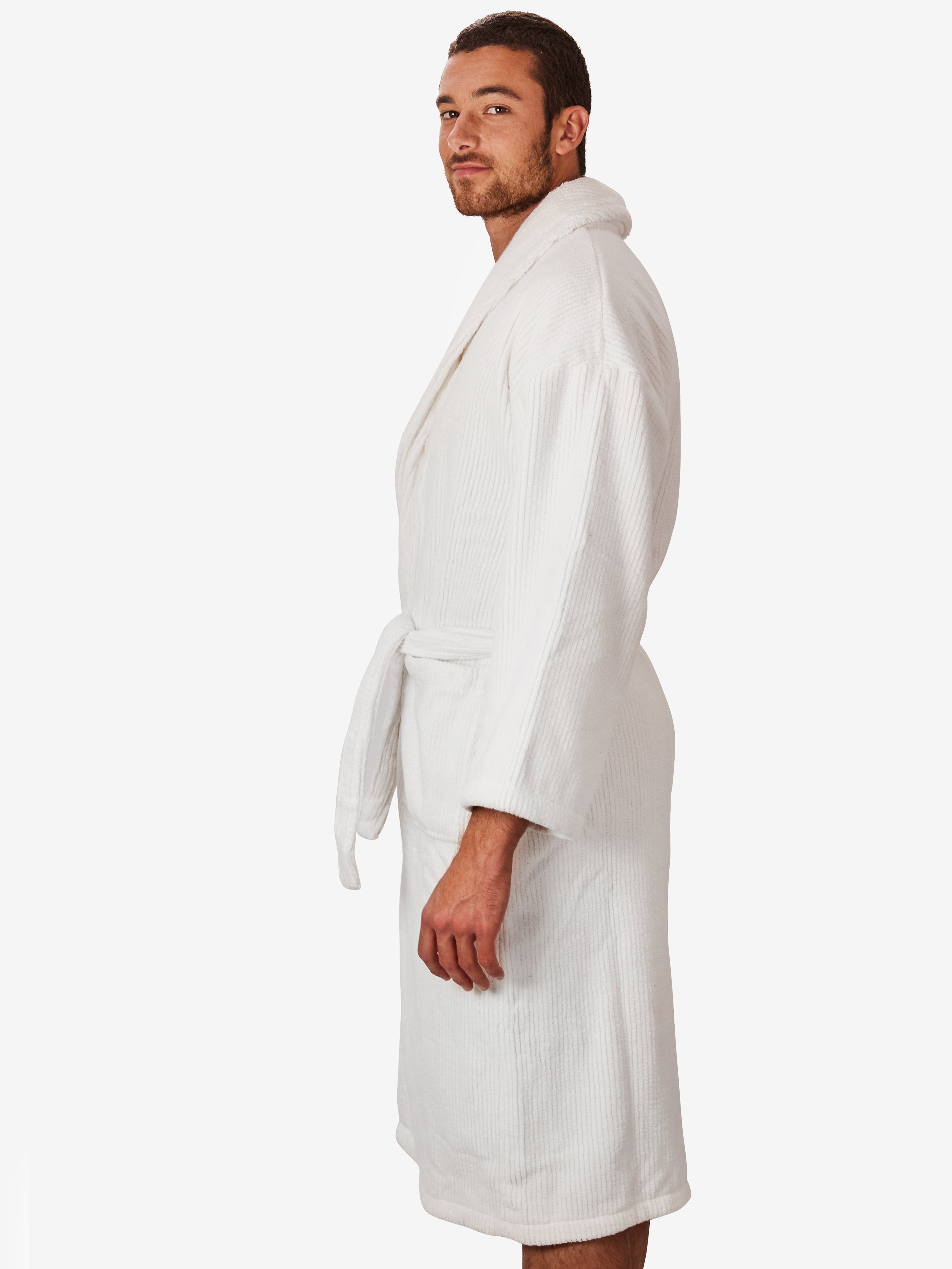 milk ribbed robe