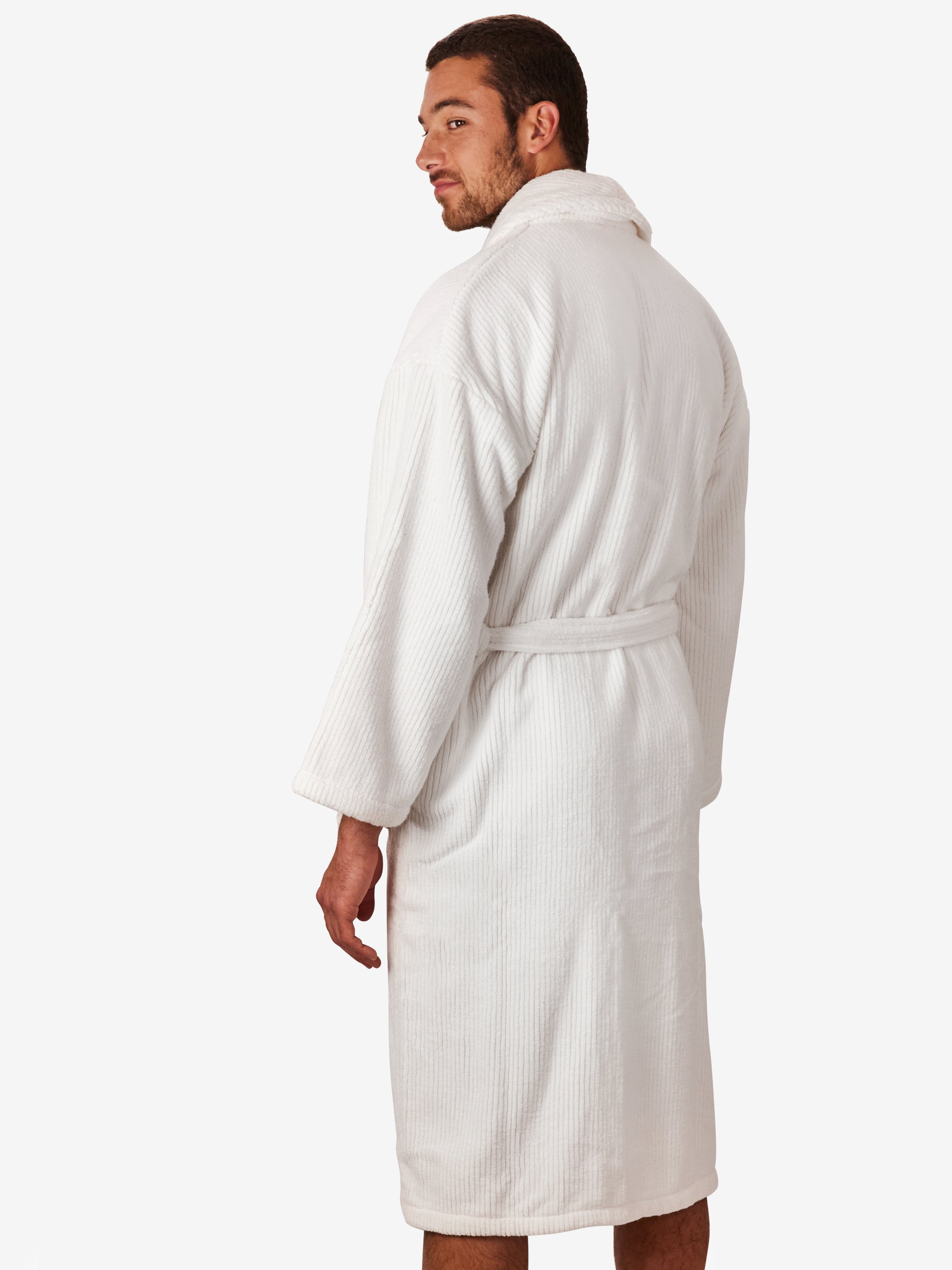 milk ribbed robe