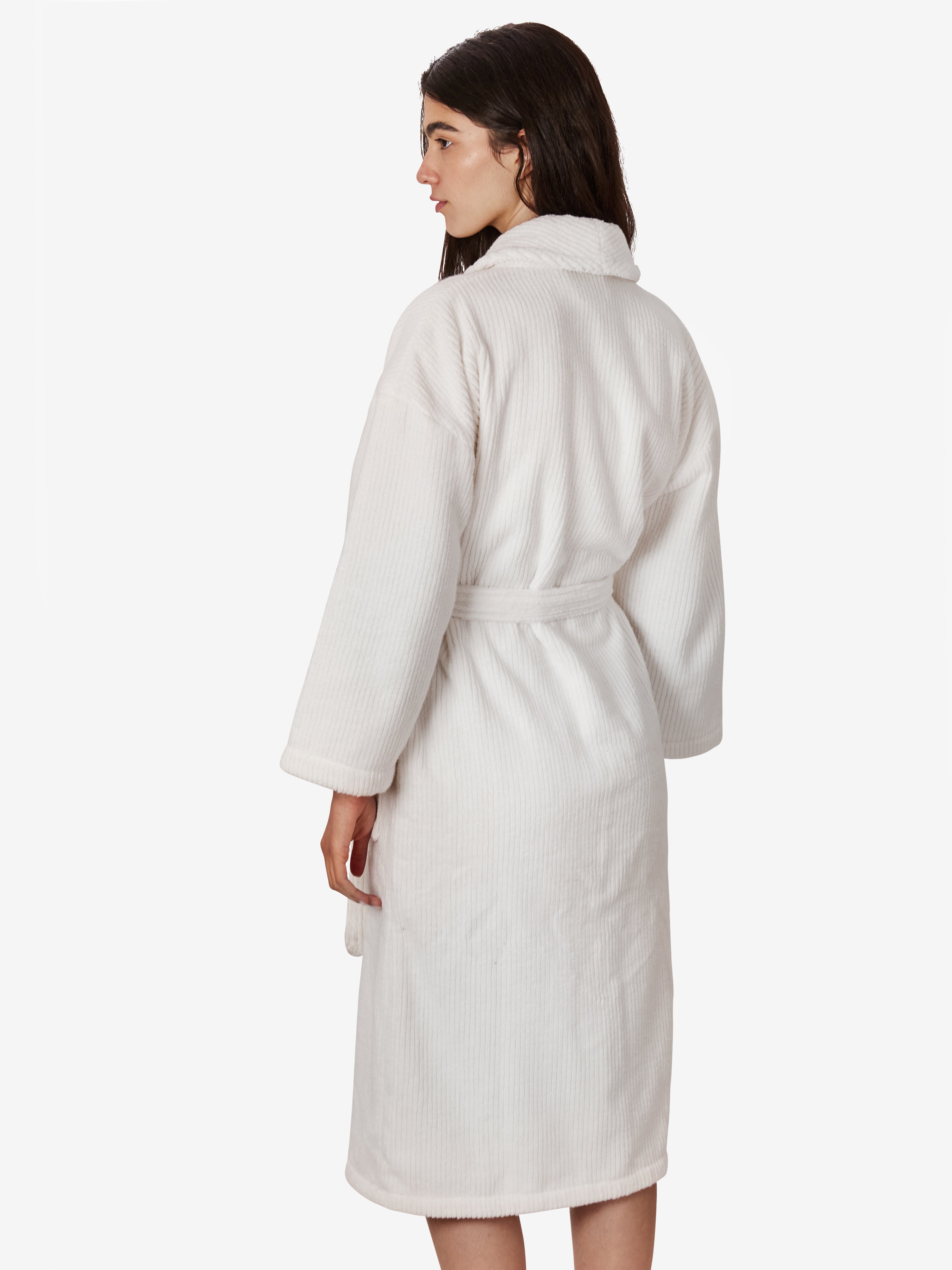 milk ribbed robe