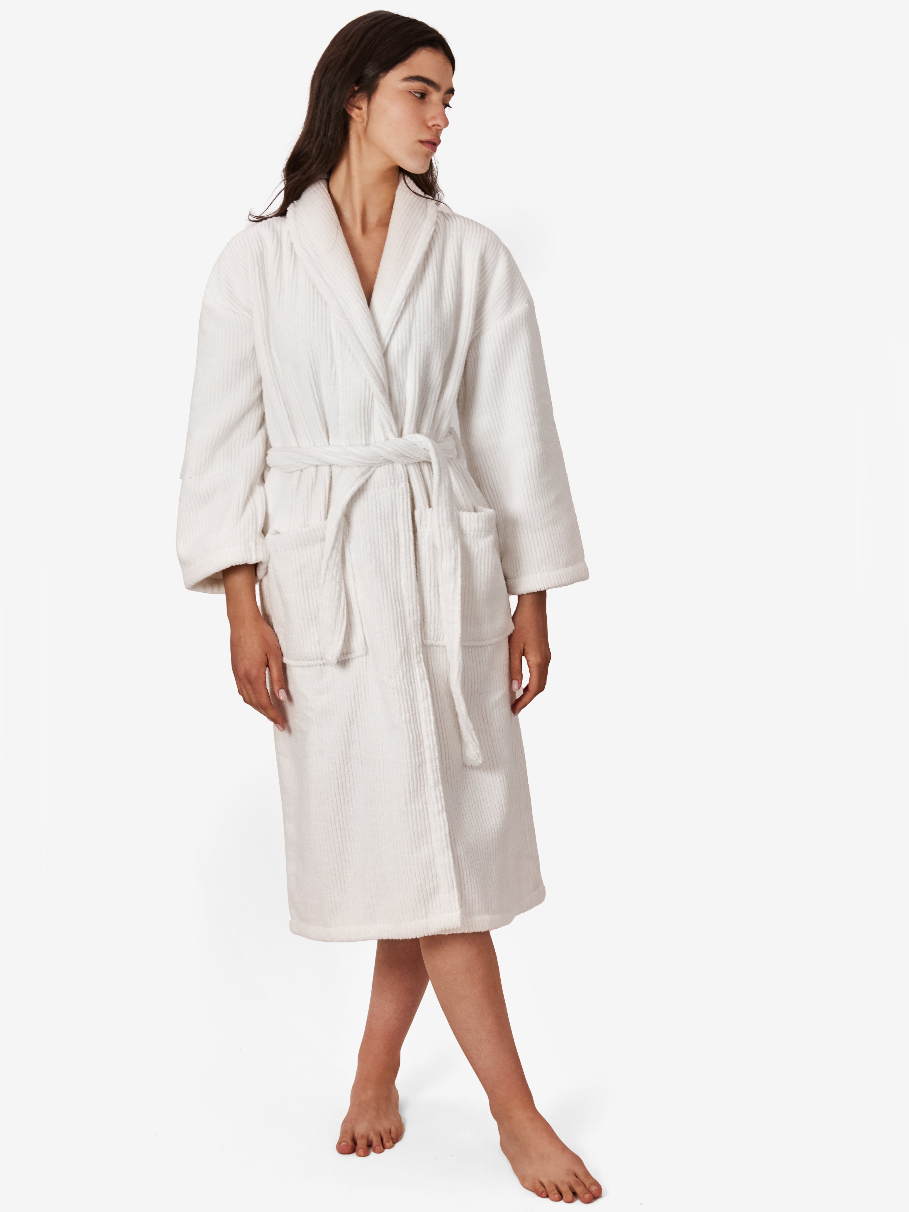 milk ribbed robe