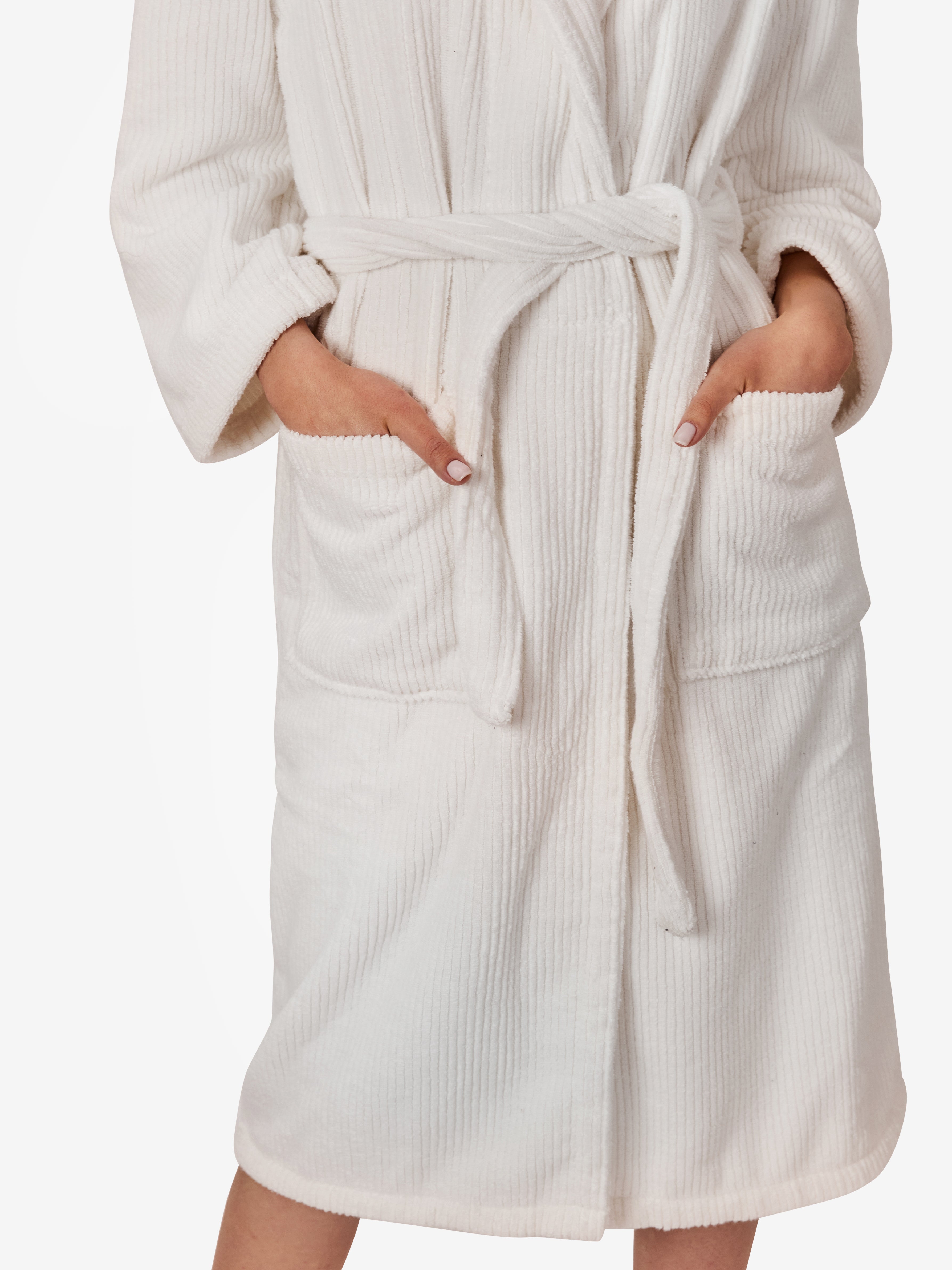 milk ribbed robe