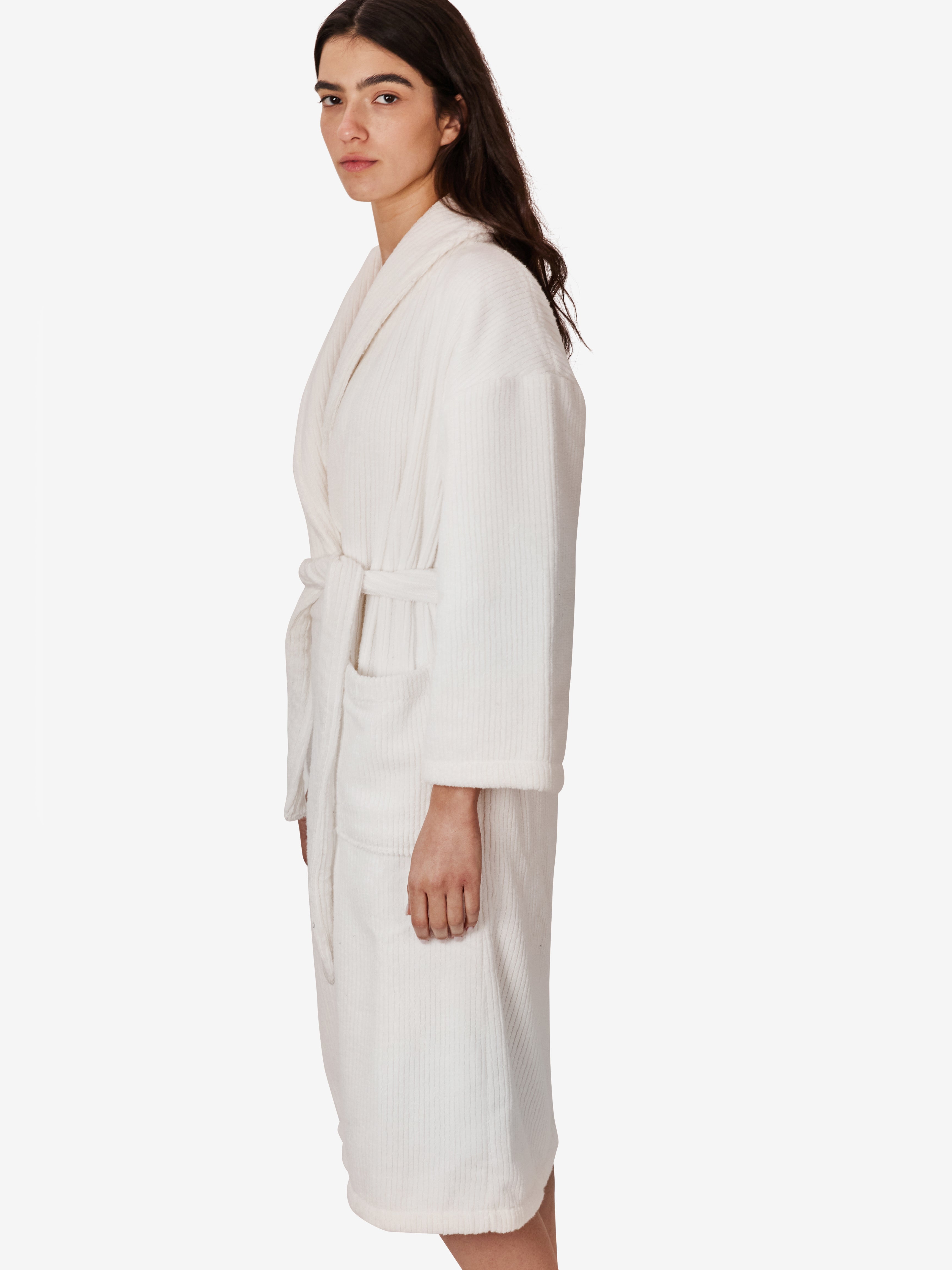 milk ribbed robe